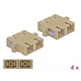   Delock SC optikai szálas csatlakozó duplex anya - SC duplex anya, multimódosú 4 db. bézs (DL-85996)
