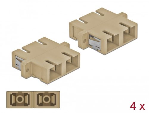 Delock SC optikai szálas csatlakozó duplex anya - SC duplex anya, multimódosú 4 db. bézs