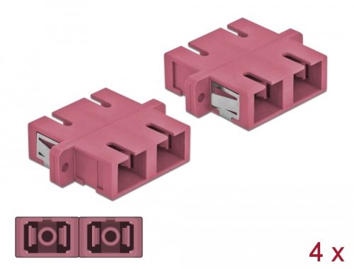 Delock SC optikai szálas csatlakozó duplex anya - SC duplex anya, multimódosú 4 db. ibolya