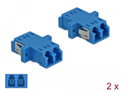 Delock LC optikai szálas csatlakozó Duplex anya - LC Duplex anya, egymódosú 2 db. kék