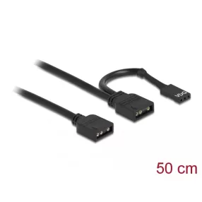   Delock RGB csatlakozó kábel 3 tűs 5 V-s RGB / ARGB LED fényhez és 2 db. 3 tűs anya csatlakozóval 50 (DL-86001)