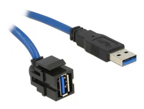 Delock Keystone modul, USB 3.0 A-csatlakozóhüvely 250  > USB 3.0 A-csatlakozódugó, 1,5 m kábellel (DL-86011)