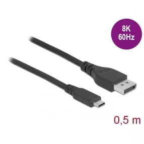   Delock Kétirányú USB Type-C  - DisplayPort kábel (DP Alt Mode) 8K 60 Hz 0,5 m DP 8K ellenőrzött (DL-86037)