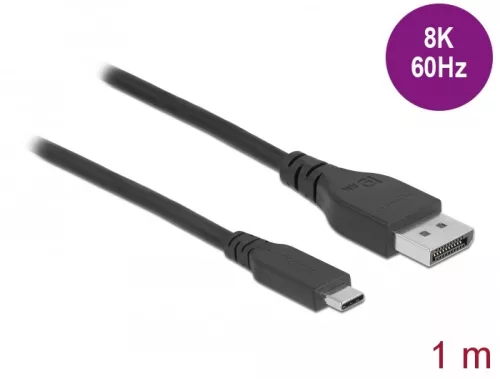 Delock Kétirányú USB Type-C  - DisplayPort kábel (DP Alt Mode) 8K 60 Hz 1 m DP 8K ellenőrzött (DL-86038)