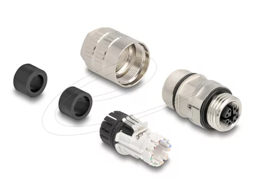 Delock M12 hüvely szerelvény 8 tűs X kódolt Cat.6A (DL-86056)