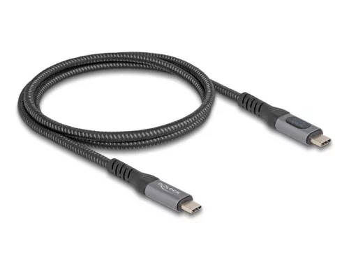 Delock USB 40 Gbps adat és gyorstöltő koax kábel 1 m hosszú, 8K 60 Hz USB PD 3.1 bővített tápszélesség 240 W (DL-86067)