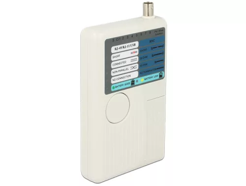Delock Kábelteszter RJ45 / RJ12 / BNC / USB csatlakozóhoz (DL-86106)