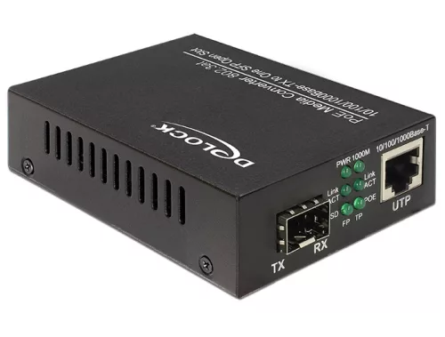 Delock PoE+ média átalakító 10/100/1000Base-T SFP-re (DL-86180)