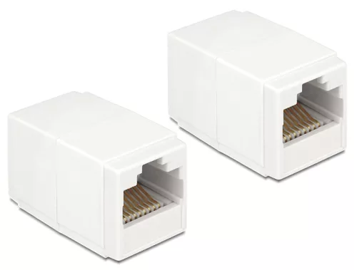 Delock Adapter, RJ45-aljzat > RJ45-aljzat, Cat.6 UTP kompakt fehér (DL-86249)