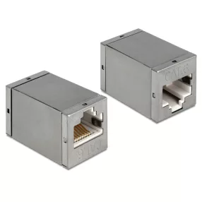   Delock Adapter, RJ45-aljzat > RJ45-aljzat, Cat.6 STP kompakt ezüst (DL-86250)