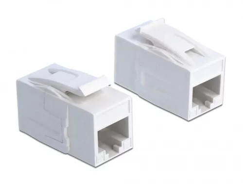 Delock Keystone modul, RJ45-aljzat > RJ45-aljzat, Cat.6A UTP, fehér (DL-86299)