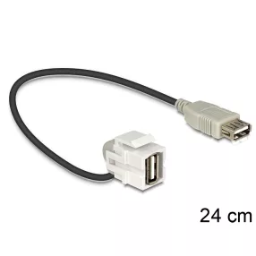   Delock Keystone modul USB 2.0 A anya > USB 2.0 A anya 110  kábellel (DL-86327)
