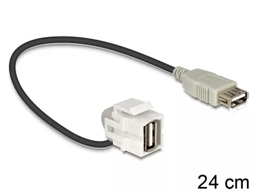 Delock Keystone modul USB 2.0 A anya > USB 2.0 A anya 110  kábellel (DL-86327)