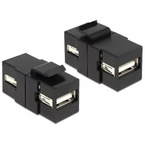   Delock Keystone modul USB 2.0 A foglalat > USB 2.0 A foglalat, fekete (DL-86367)