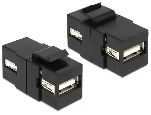 Delock Keystone modul USB 2.0 A foglalat > USB 2.0 A foglalat, fekete (DL-86367)