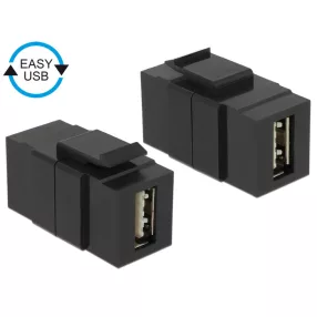   Delock Keystone modul EASY-USB 2.0 A anya > EASY-USB 2.0 A anya fekete (DL-86368)