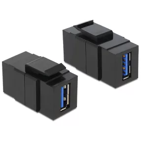   Delock Keystone modul USB 3.0 A anya > USB 3.0 A anya, fekete (DL-86369)