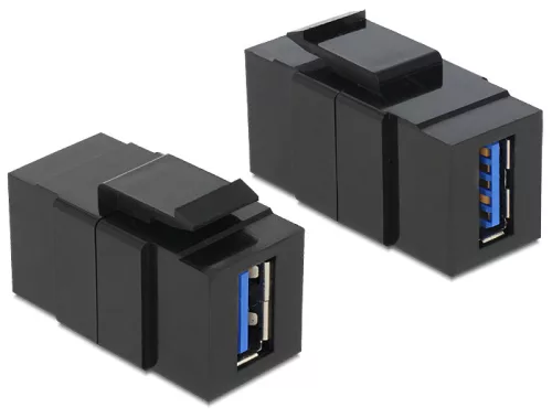 Delock Keystone modul USB 3.0 A anya > USB 3.0 A anya, fekete (DL-86369)
