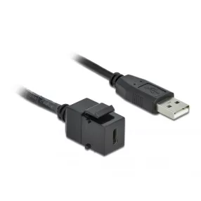   Delock Keystone modul, USB 2.0 C-csatlakozóhüvely > USB 2.0 A-csatlakozódugó, kábellel (DL-86378)