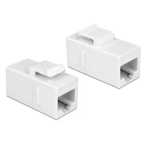   Delock Keystone modul, RJ45-aljzat > RJ45-aljzat, Cat.6 UTP, fehér (DL-86379)