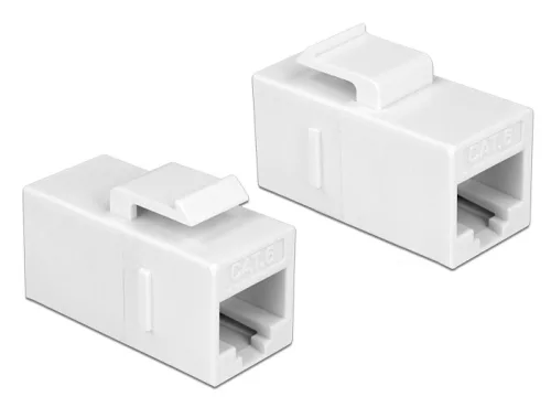 Delock Keystone modul, RJ45-aljzat > RJ45-aljzat, Cat.6 UTP, fehér (DL-86379)