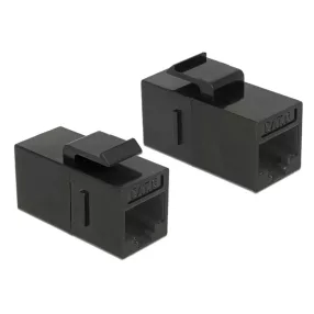   Delock Keystone modul, RJ45-aljzat > RJ45-aljzat, Cat.6 UTP, fekete (DL-86381)