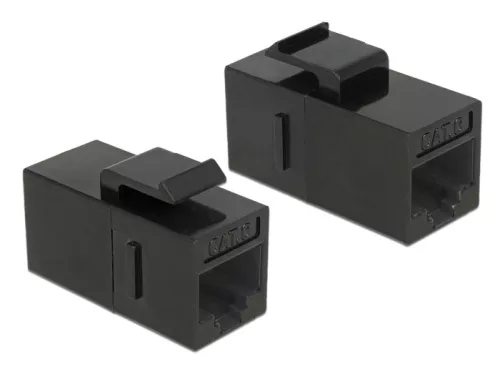 Delock Keystone modul, RJ45-aljzat > RJ45-aljzat, Cat.6 UTP, fekete (DL-86381)