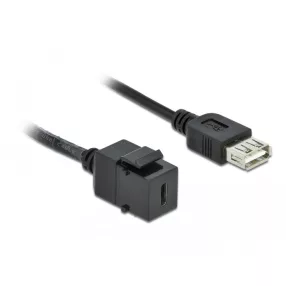   Delock Keystone modul, USB 2.0 C-csatlakozóhüvely > USB 2.0 A-csatlakozóhüvely, kábellel (DL-86384)