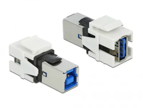 Delock Keystone modul, USB 3.0 A-csatlakozóhüvely > USB 3.0 B-csatlakozóhüvely, fehér (DL-86394)