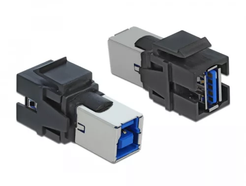 Delock Keystone modul, USB 3.0 A-csatlakozóhüvely > USB 3.0 B-csatlakozóhüvely, fekete (DL-86395)
