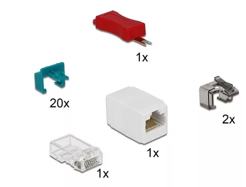 Delock Biztonsági kapocs kezdo készlet RJ45 csatlakozóhoz 20 db-os (DL-86406)