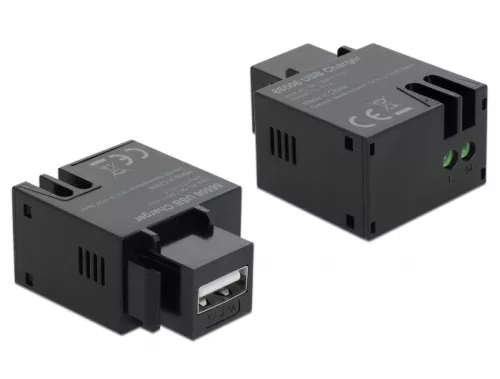 Delock 2,1 A-s, fekete, A-típusú USB töltő portos Keystone modul (DL-86506)