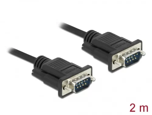 Delock Sub-D9-es, RS-232 soros kábel, apa-apa, 2 m (DL-86574)