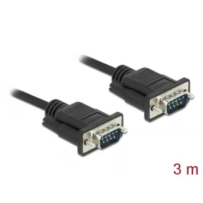   Delock Sub-D9-es, RS-232 soros kábel, apa-apa, 3 m (DL-86575)