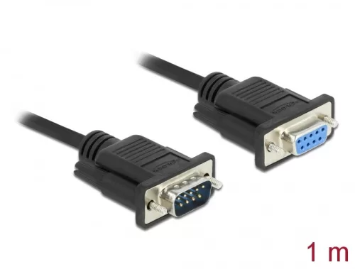 Delock Sub-D9-es, RS-232 soros kábel, apa-anya, 1 m (DL-86578)