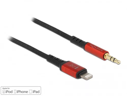 Delock Audió kábel 8 tűs Lightning  apa - sztereo jack apa 3.5 mm 3 tűs, 0,5 m (DL-86586)