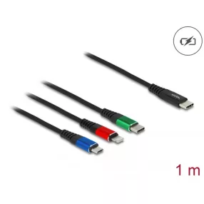   Delock 1 m hosszú, USB töltő kábel 3 az 1 USB Type-C  apa Lightning -, Micro USB- és USB Type-C  csatlakozáshoz (DL-86596)
