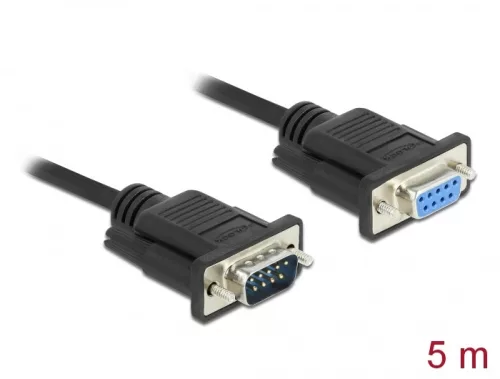 Delock Sub-D9-es, RS-232 soros kábel, apa-anya, 5 m (DL-86598)