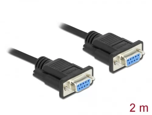 Delock Sub D9-es, null modemű, RS-232 soros kábel, anya-anya, 2 m (DL-86605)
