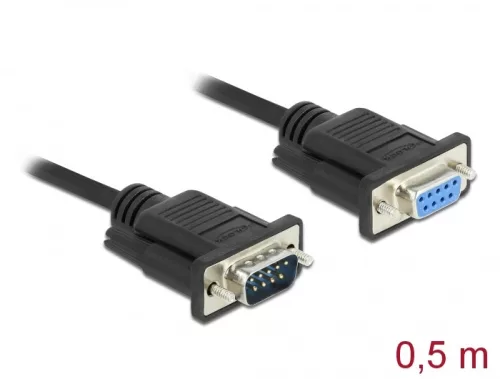 Delock Sub-D9-es, RS-232 soros kábel, apa-anya, 0,5 m (DL-86613)