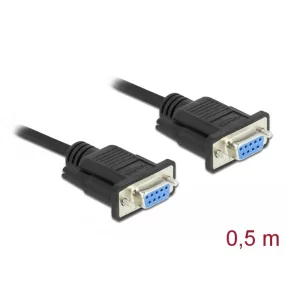   Delock Sub D9-es, null modemű, RS-232 soros kábel, anya-anya, 0,5 m (DL-86614)