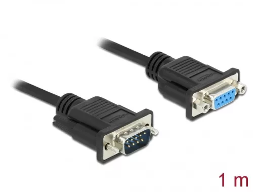 Delock Sub D9-es, null modemű, RS-232 soros kábel, apa-anya, 1 m (DL-86615)