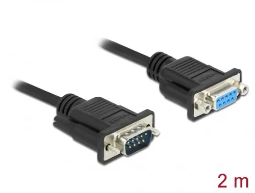 Delock Sub D9-es, null modemű, RS-232 soros kábel, apa-anya, 2 m (DL-86616)