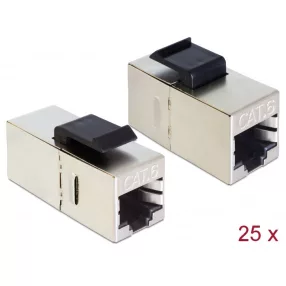   Delock Keystone modul, RJ45-aljzat > RJ45-aljzat, Cat.6 kisméretű 25 db.-os (DL-86626)