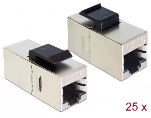 Delock Keystone modul, RJ45-aljzat > RJ45-aljzat, Cat.6 kisméretű 25 db.-os (DL-86626)