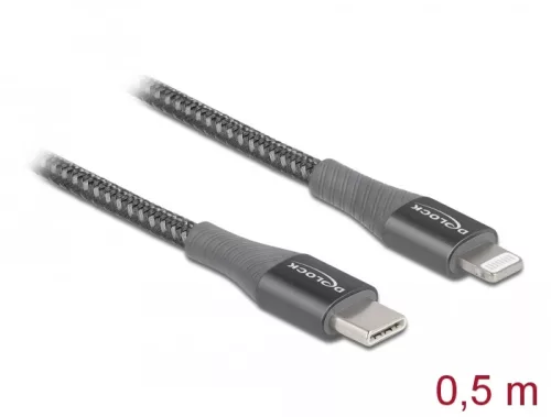 Delock Adat- és töltőkábel USB Type-C  - Lightning  iPhone , iPad  és iPod  készülékhez szürke 0,5 m (DL-86630)