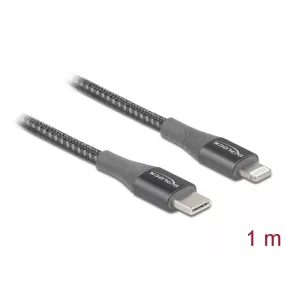   Delock Adat- és töltőkábel USB Type-C  - Lightning  iPhone , iPad  és iPod  készülékhez szürke 1 m M (DL-86631)