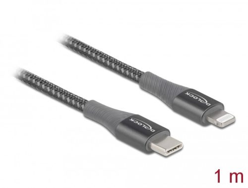 Delock Adat- és töltőkábel USB Type-C  - Lightning  iPhone , iPad  és iPod  készülékhez szürke 1 m M