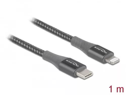 Delock Adat- és töltőkábel USB Type-C  - Lightning  iPhone , iPad  és iPod  készülékhez szürke 1 m M (DL-86631)