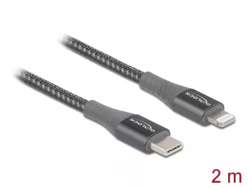 Delock Adat- és töltőkábel USB Type-C  - Lightning  iPhone , iPad  és iPod  készülékhez szürke 2 m M (DL-86632)